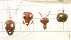 With his new mask friends.